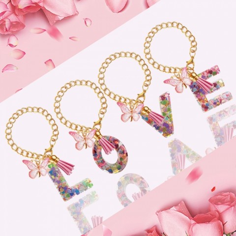 Cute Initial A Keychain with Letter Charm for Unisex Butterfly Tumbler Drop Delivery