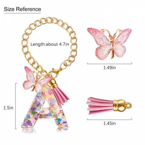 Cute Initial A Keychain with Letter Charm for Unisex Butterfly Tumbler Drop Delivery