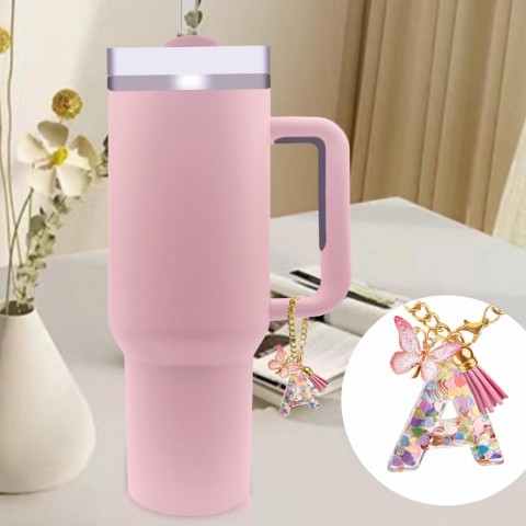 Cute Initial A Keychain with Letter Charm for Unisex Butterfly Tumbler Drop Delivery