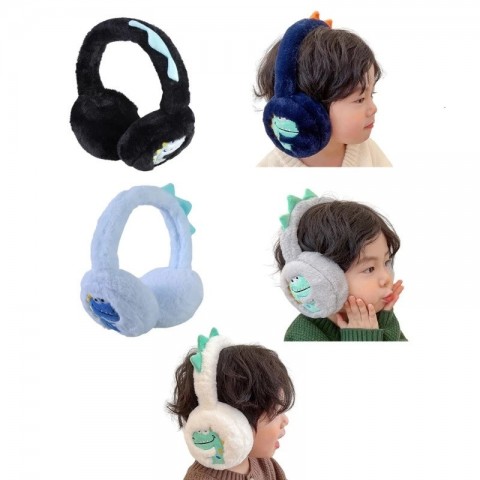 Cute Dinosaur Printed Soft Ear Muffs for Boys and Girls - Winter Accessories 241206