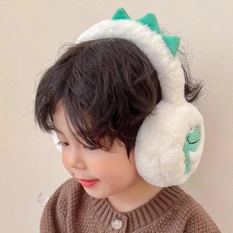 Cute Dinosaur Printed Soft Ear Muffs for Boys and Girls - Winter Accessories 241206