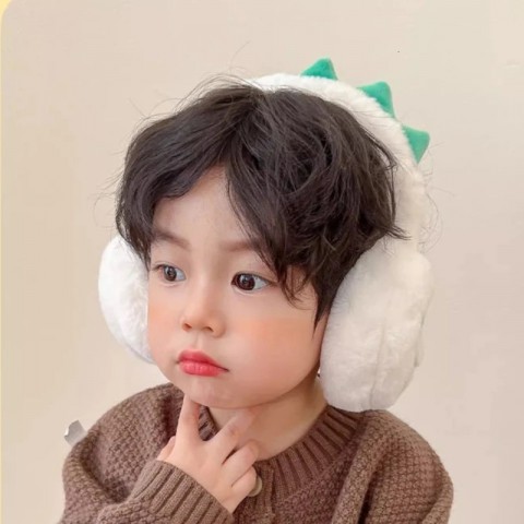Cute Dinosaur Printed Soft Ear Muffs for Boys and Girls - Winter Accessories 241206