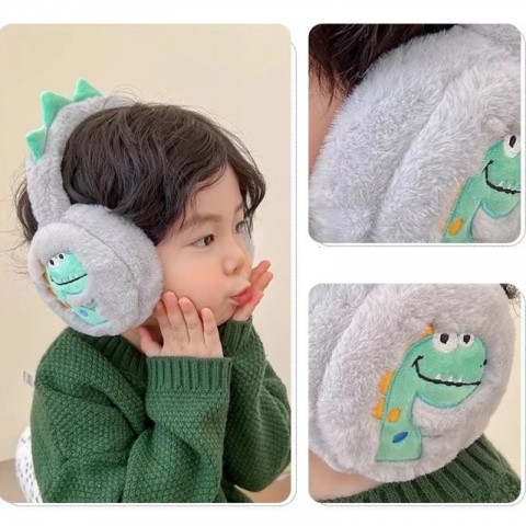 Cute Dinosaur Printed Soft Ear Muffs for Boys and Girls - Winter Accessories 241206