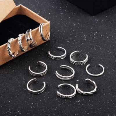Cocktail Ring Lady Adjustable Toe Ring Set, Unique Retro Designs, 12 Pieces