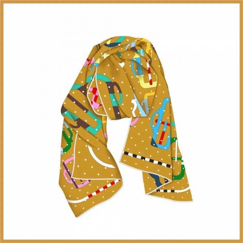 Pobing Women's Elegant Twill Silk Scarf, Long Shawl, Headscarf H25424