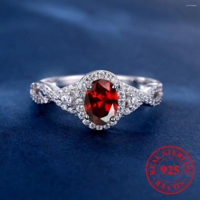 Elegant Red Zircon Cluster Infinity Ring in 925 Sterling Silver for Women