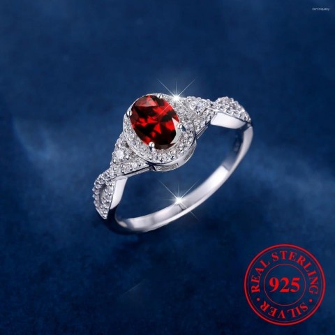 Elegant Red Zircon Cluster Infinity Ring in 925 Sterling Silver for Women