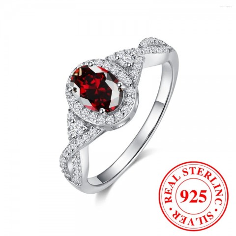 Elegant Red Zircon Cluster Infinity Ring in 925 Sterling Silver for Women