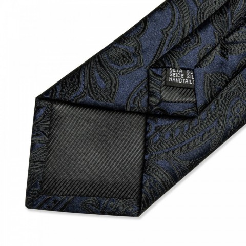 Luxury Neck Ties Set for Men - Black Silk Jacquard with Gold Brooch