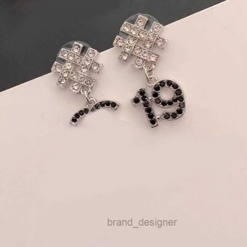 18K Gold Plated C-Letter Stud Earrings for Women with Crystal Hearts