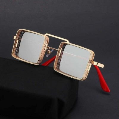 Steampunk Metal Hollow Out Sunglasses - Trendy Square Sun Shades for Men & Women