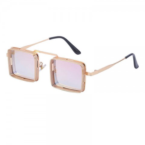 Steampunk Metal Hollow Out Sunglasses - Trendy Square Sun Shades for Men & Women