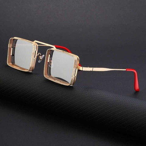 Steampunk Metal Hollow Out Sunglasses - Trendy Square Sun Shades for Men & Women