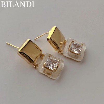 Bilandi Women's Geometric Glass Dangle Earrings, Trendy Bohemian Jewelry M75