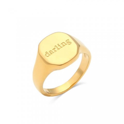2023 New Carving Stainless Steel Waterproof Ring - Gold Plated Letter Word Ring