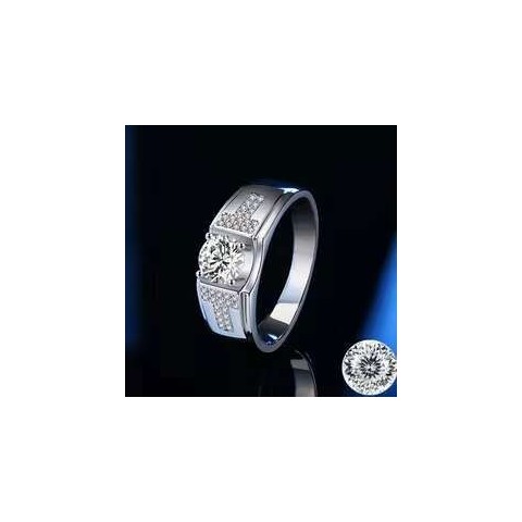 Decoral Men's Classic D-Style 1Carat VVS1 Moissanite 18K Gold Plated Sterling Silver Ring