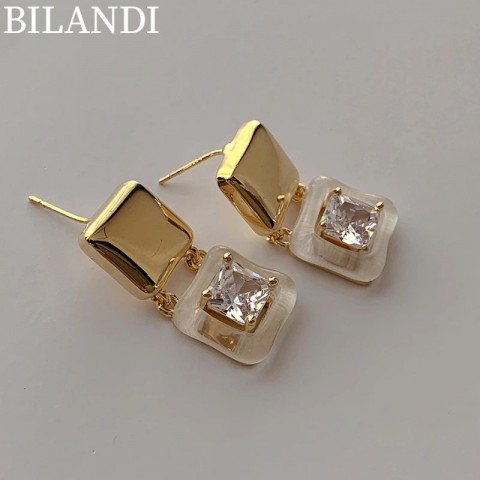 Bilandi Women's Geometric Glass Dangle Earrings, Trendy Bohemian Jewelry M75