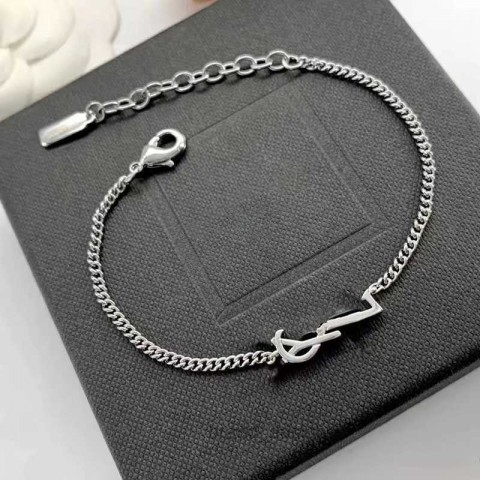 Classic Women's Titanium Steel Letter Y Bangle Bracelet with Cubic Zirconia Charms