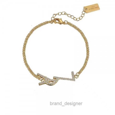 Classic Women's Titanium Steel Letter Y Bangle Bracelet with Cubic Zirconia Charms