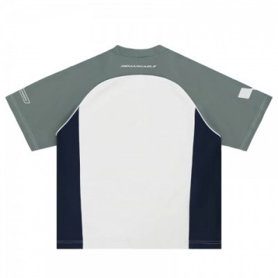 Hip Hop Color Match Loose Cotton T-shirt for Men - Casual Oversized Short Sleeve Tops