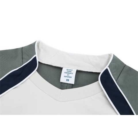 Hip Hop Color Match Loose Cotton T-shirt for Men - Casual Oversized Short Sleeve Tops