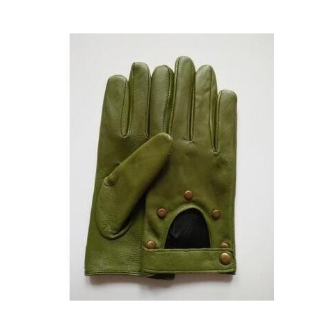 Women's Fashion Red Green Leather Rivet Punk Motorcycle Gloves R749
