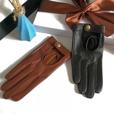 Women's Fashion Red Green Leather Rivet Punk Motorcycle Gloves R749