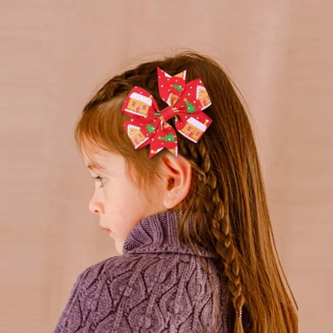 Christmas Hair Bow Clips for Holiday Accessories - 60 Pieces per Batch