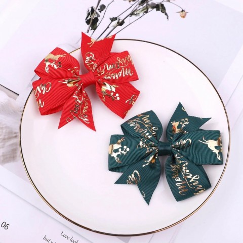 Christmas Hair Bow Clips for Holiday Accessories - 60 Pieces per Batch