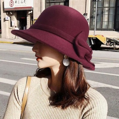 Elegant Bow Fedora Hat for Women - Warm Wool Felt Retro Design