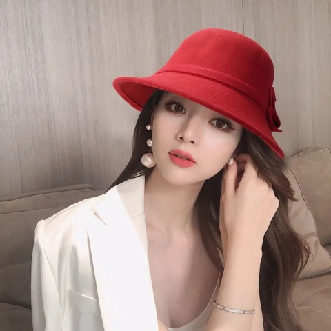 Elegant Bow Fedora Hat for Women - Warm Wool Felt Retro Design