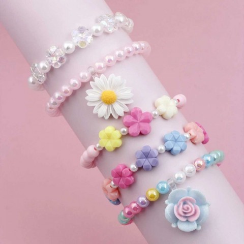 Cute Flower Beaded Bracelet Set for Girls