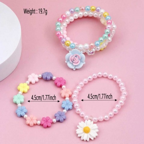 Cute Flower Beaded Bracelet Set for Girls