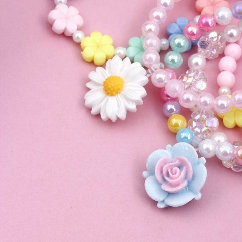 Cute Flower Beaded Bracelet Set for Girls