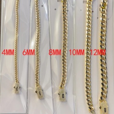 Monaco Style 6mm Copper Cuban Chain Customizable Anklet, Gold Plated, Women's