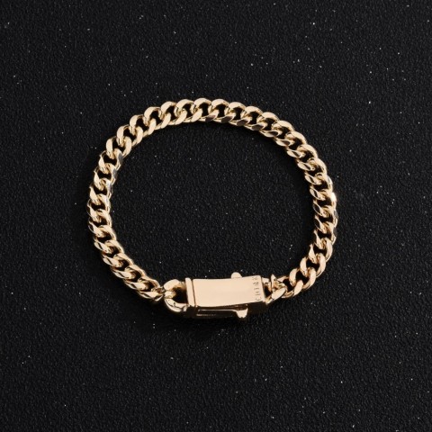 Monaco Style 6mm Copper Cuban Chain Customizable Anklet, Gold Plated, Women's