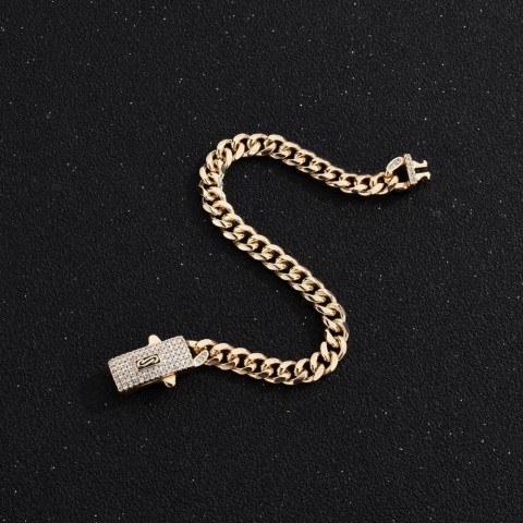 Monaco Style 6mm Copper Cuban Chain Customizable Anklet, Gold Plated, Women's