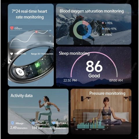 Smart Xiaomi Unisex Ring with Gesture Control & 5ATM Waterproof Heart Rate Monitoring