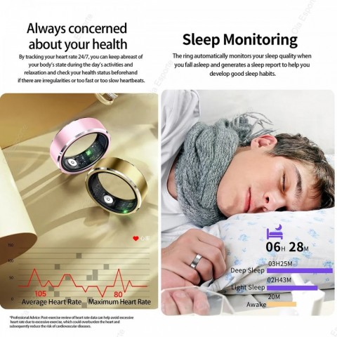 Smart Xiaomi Unisex Ring with Gesture Control & 5ATM Waterproof Heart Rate Monitoring