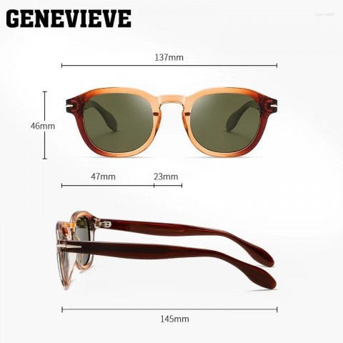 GENEVIEVE Men's UV380 Polarized Sunglasses S31129, Geometric Oval Frame