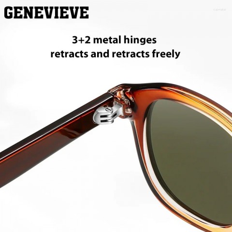 GENEVIEVE Men's UV380 Polarized Sunglasses S31129, Geometric Oval Frame