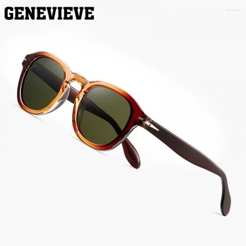 GENEVIEVE Men's UV380 Polarized Sunglasses S31129, Geometric Oval Frame