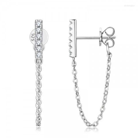 Stud Earrings with 1.4mm Moissanite in Sterling Silver by RAPRGOLD - Women's Jewelry