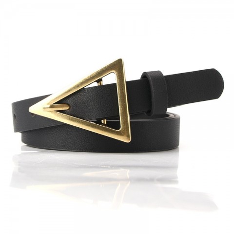 Ladies Alloy Geometric Buckle Belt - Korean Style PU Narrow Belt