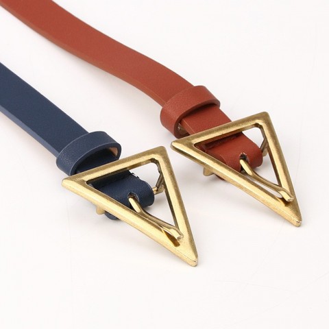 Ladies Alloy Geometric Buckle Belt - Korean Style PU Narrow Belt