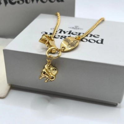 High Quality Viviennen Punk Necklace for Men with Antique Copper Plated Pearl Pendants