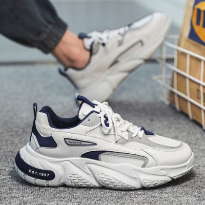 Chunky Triple Black White Beige Breathable Sneakers for Men
