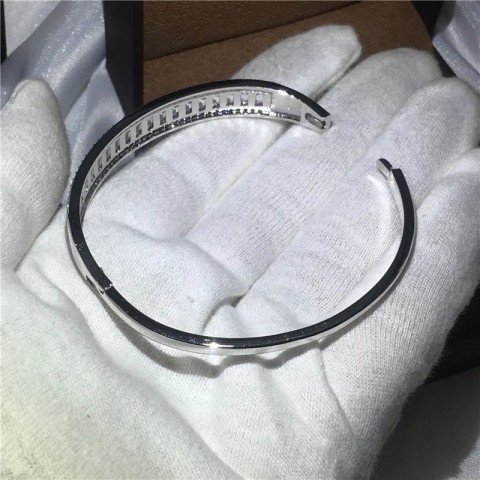 Sterling Silver Baguette Diamond Bangle