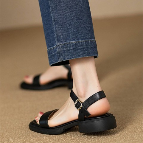 Elegant Summer Women's Low Heel Sandals - Soft Sole & Non-slip Design 250506