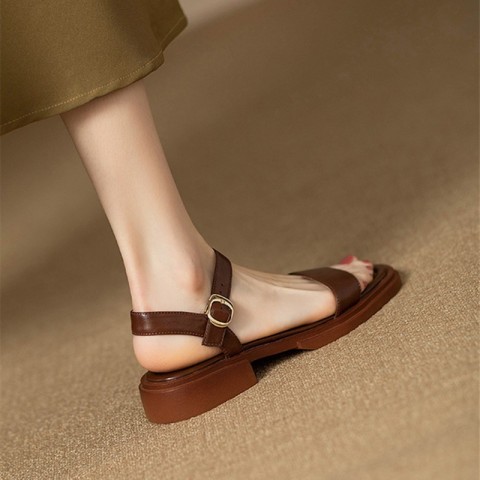 Elegant Summer Women's Low Heel Sandals - Soft Sole & Non-slip Design 250506